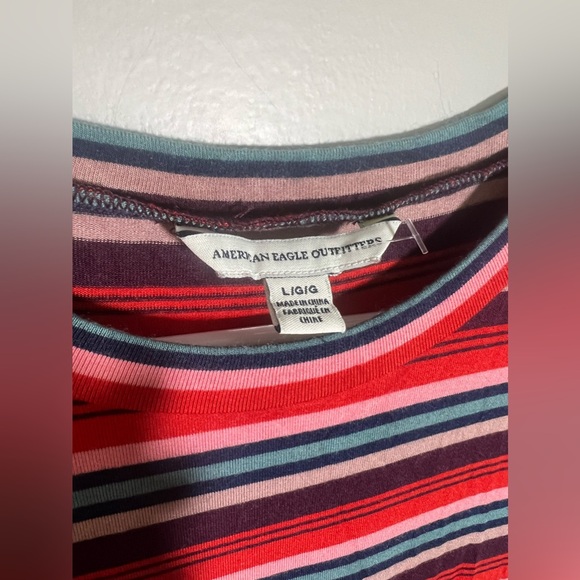 American Eagle Women’s T Shirt Dress Striped Red Blue Size: Large | Fall Summer - Picture 5 of 9